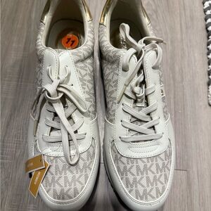 Michael Kors Cream and Gold Logo Sneakers